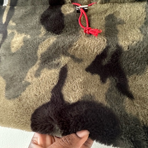 Alembika Faux Fur Camo Camisole Tube Top Gorpcore Green Drawstring Closure - Picture 3 of 8